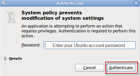 Enter Ubuntu Account Password 
