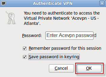 Enter Acevpn Password 
