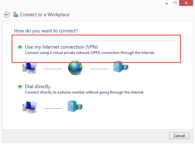 Use my Internet connection or VPN