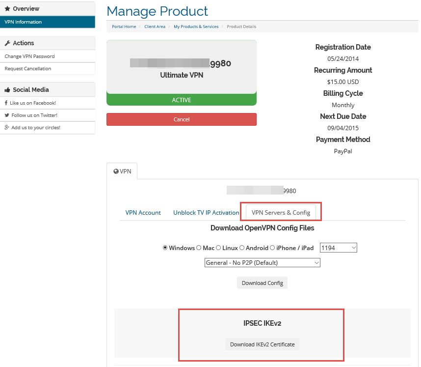 Download IKEv2 certificate from https://my.acevpn.com