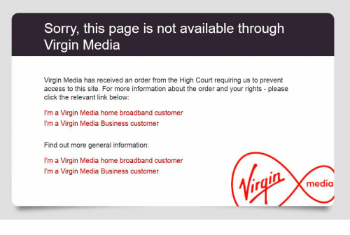 Sorry this page is not available through Virgin Media