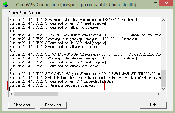 Connected to acevpn-tcp-compatible-china-stealth