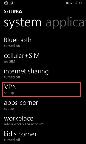 Choose VPN Setup