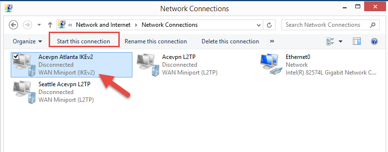 Start VPN connection