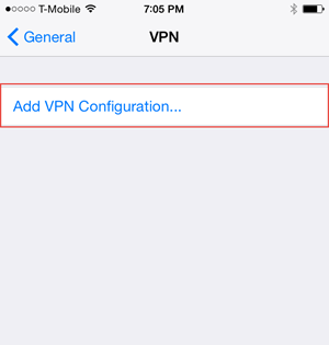 Choose Add VPN Configuration