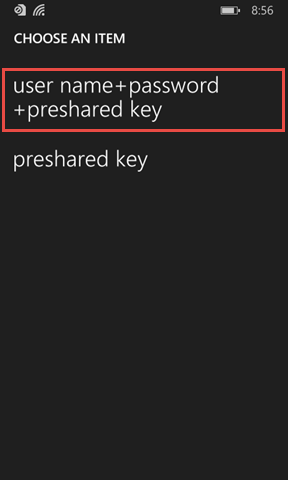 Choose Preshared Key