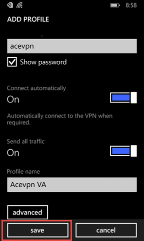 Input Profile name to identify this connection