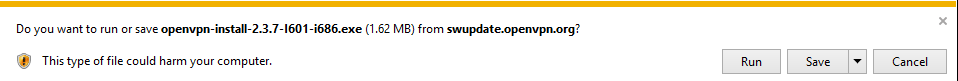 Download and run openvpn software