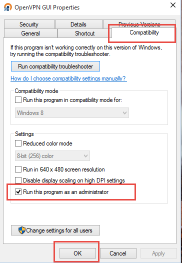 Run OpenVPN as Administrator