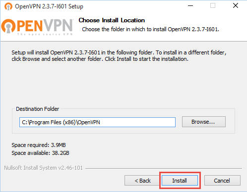 OpenVPN Choose Installation Folder