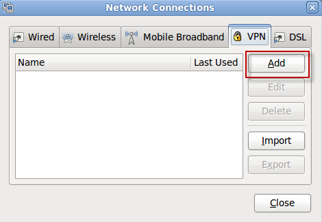Network Connections - Add VPN