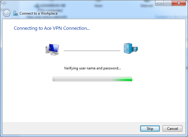 Step 6 - Ace L2TP VPN - Establish Ace VPN connection