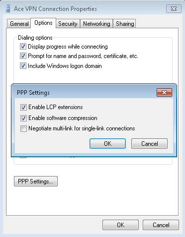 Step 2 - Ace PPTP VPN - PPP Settings Troubleshooting