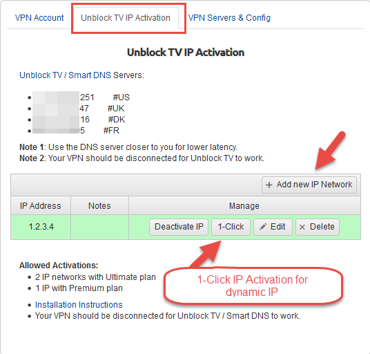 1-Click IP Activation for Dynamic IP