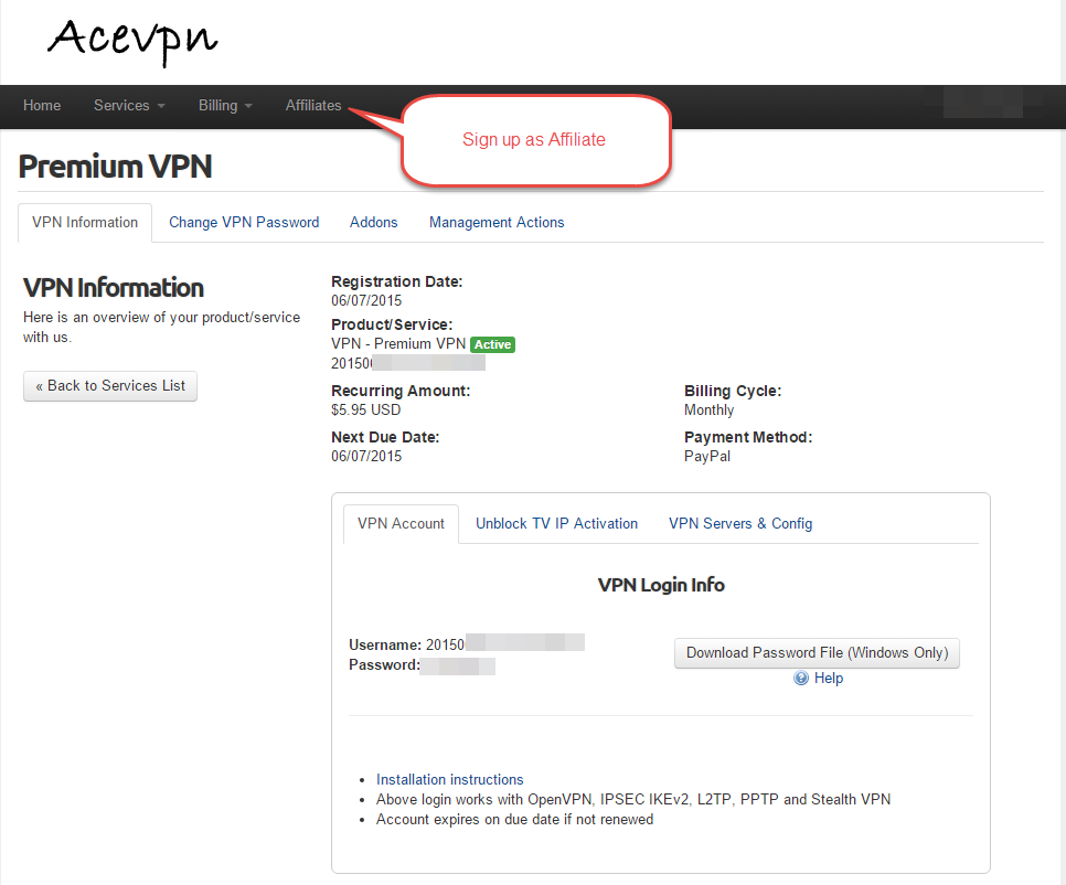 New Billing System VPN Management