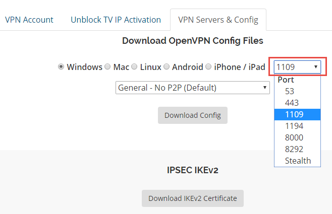 OpenVPN Elliptic Curve Encryption 1109 Port