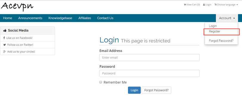 Register account